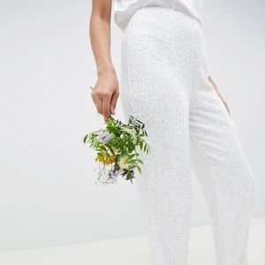 ASOS white sequin pants